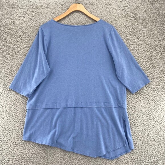 J Jill Top Womens Large Blue Pure Jill Boat Neck 3/4 Sleeve Tunic Stretch Knit - Picture 3 of 11